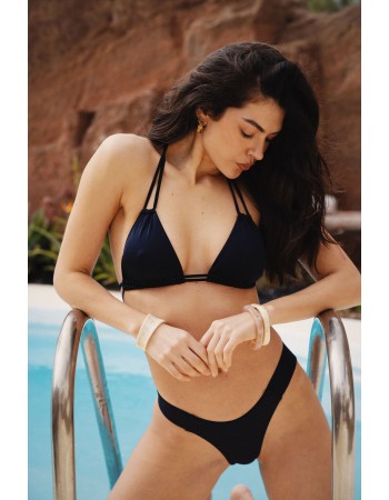IAM Bikini 2023 - Adriana Nero 2302 - Top Nero Triangolo e Slip Brasiliana Coordinato - Campagna Lanzarote IAM Bikini 2023