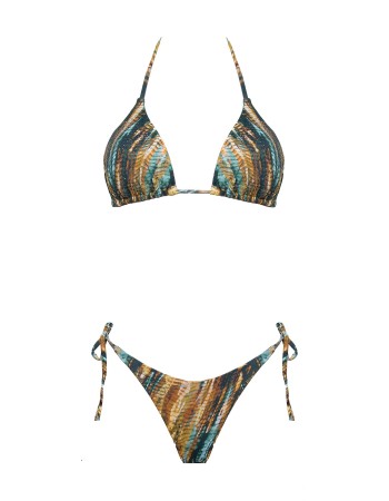 IAM Bikini - Elli 2329 - Bikini con strass slip brasiliana con laccetti - Costume due pezzi a fantasia
