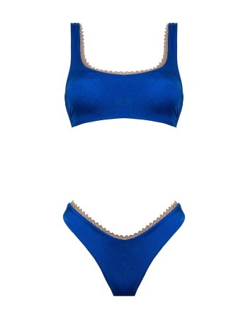 IAM Bikini - Bruna - Bikini Fascia e Slip Brasiliana Sgambato Blu