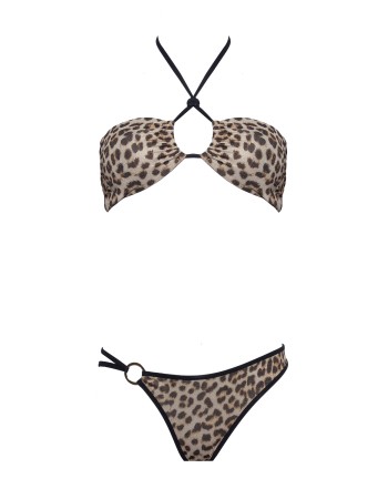 IAM Bikini - Jules 2328 - Bikini Maculato Leopardato con Slip Brasiliana asimmetrico