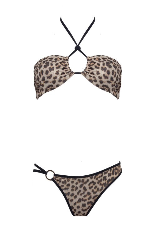 IAM Bikini - Jules 2328 - Bikini Maculato Leopardato con Slip Brasiliana asimmetrico