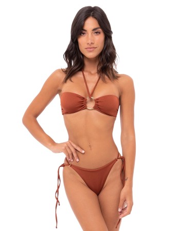 IAM Bikini - Amelia - Bikini Dattero Top Fascia e Slip Brasiliana Regolabile - Bikini con laccetti Indossato
