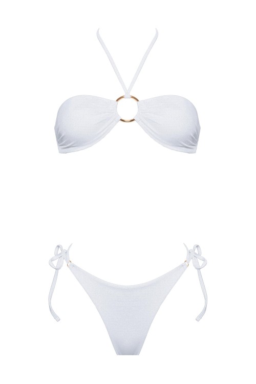 IAM Bikini - Amelia - Bikini Bianco e Slip Brasiliana Regolabile