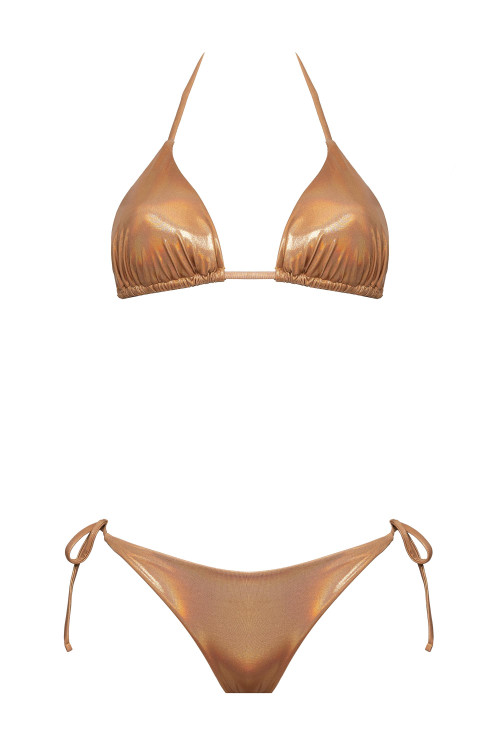 IAM Bikini 2024 Haven Oro Slip 4025 Triangolo e Slip brasiliana regolabile - costume da bagno laminato
