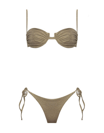 IAM Bikini 2025 Eva oro 5065 - Bikini Oro Brasiliana top ferretto e slip brasiliano regolabile