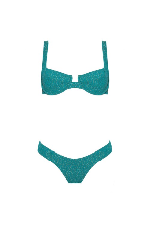 IAM Bikini - Cassie - Bikini Balconcino e Slip Brasiliana Verde Smeraldo - bikini tendenza