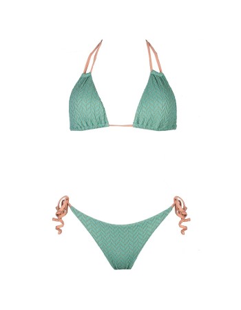 IAM Bikini - Marguerite Bikini con Slip Brasiliana e lacci laterali - Verde Acqua
